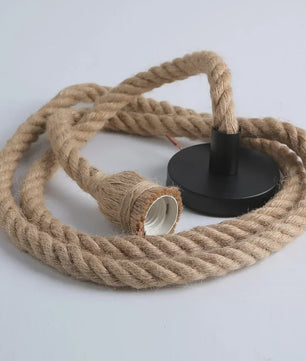 Industriële Vintage Houten Touw Hanglamp E27 - Sfeervolle Verlichting voor Loft, Woonkamer & Bar