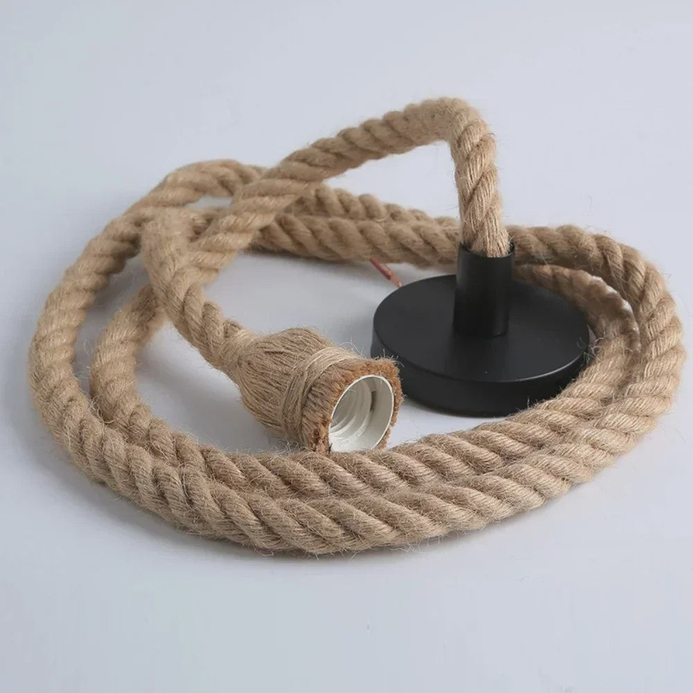 Industriële Vintage Houten Touw Hanglamp E27 - Sfeervolle Verlichting voor Loft, Woonkamer & Bar