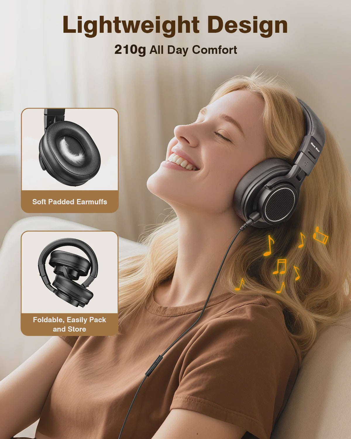 New Bee Studio DJ Koptelefoon met Microfoon - Over-Ear Hi-Res Monitor Headset