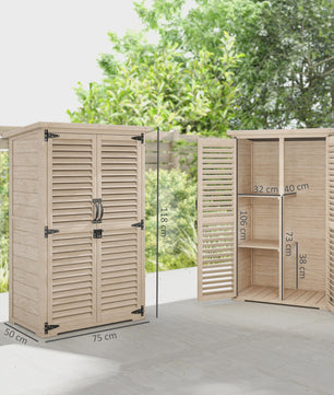 Outsunny Houten Tuinkast met Louvreduren - Fir Hout - 75x50x118 cm