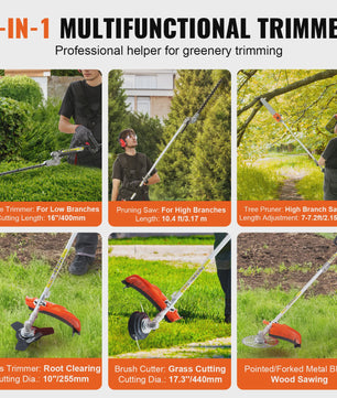 6-in-1 Multifunctionele Benzine Tuinmachine: Snoeien, Zagen, Trimmen & Meer