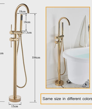Vrijstaande Badkraan met Douchefunctie - Zwart, Chroom, Goud - Zwenkbare Uitloop & Warm/Koud Water Mixer