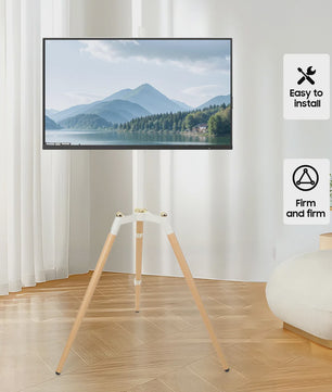 Vrijstaande TV Standaard Tripod voor 32-65 inch Schermen | Kantelbaar & In Hoogte Verstelbaar | Wit