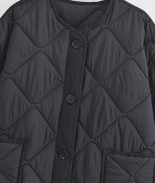 Dames Korte Gewatteerde Jas met Ronde Hals - Stijlvolle Herfst/Winter Casual Jas