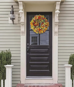 Elegante Kunstbloemen Krans - Realistische Herfstbladeren voor Binnen, Deurdecoratie & Kerst