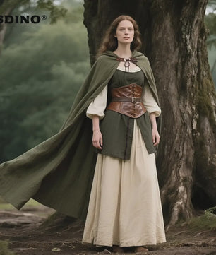 Middeleeuwse Kapmantel van Linnen - Renaissance Cape met Capuchon voor Cosplay & LARP