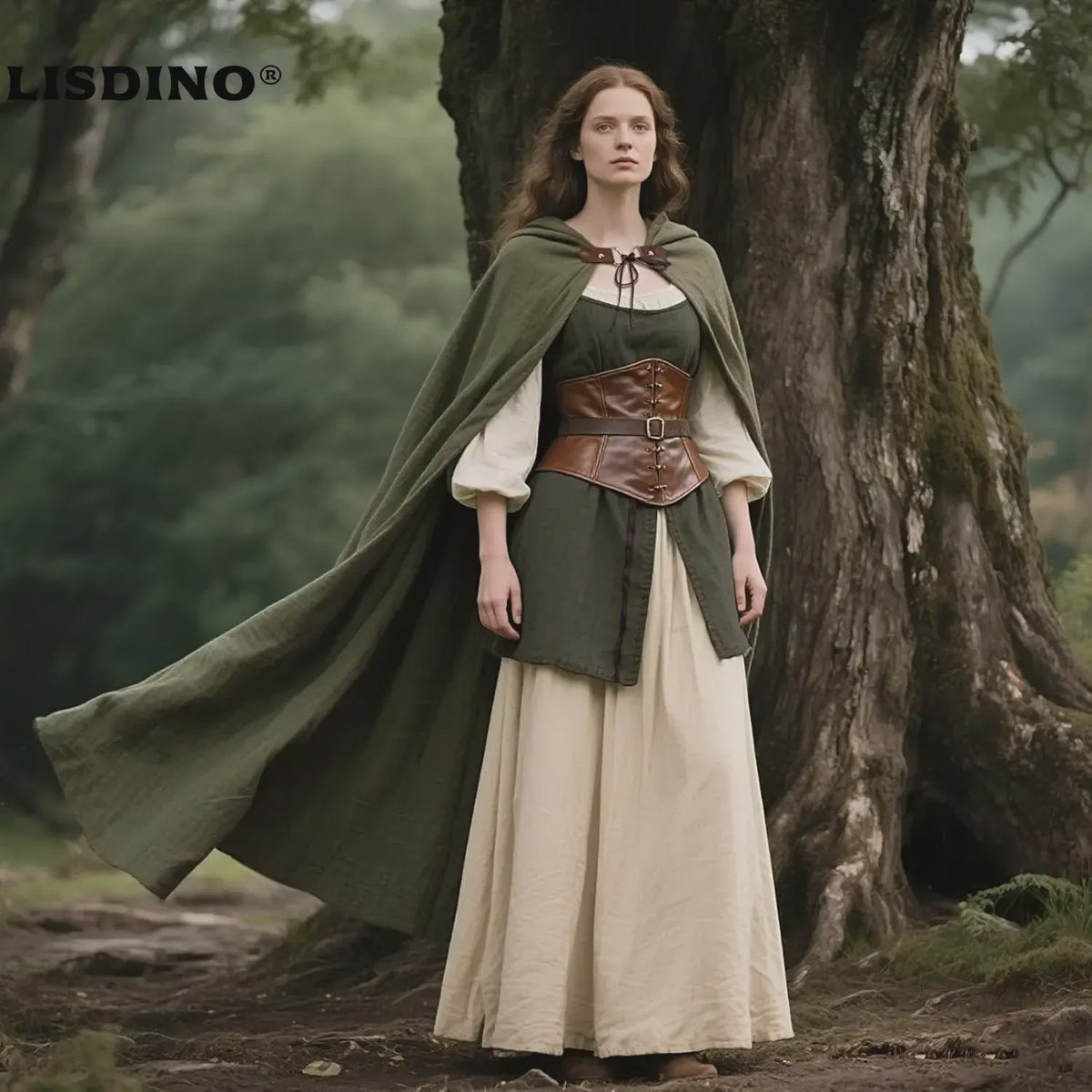 Middeleeuwse Kapmantel van Linnen - Renaissance Cape met Capuchon voor Cosplay & LARP