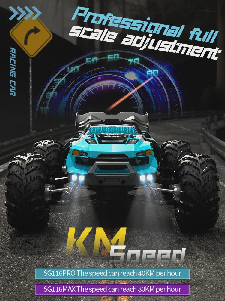 SG116 MAX RC Off-Road Monster Truck - 80KM/H Brushless Motor, 1:16 Schaal Drift Racewagen voor Kinderen
