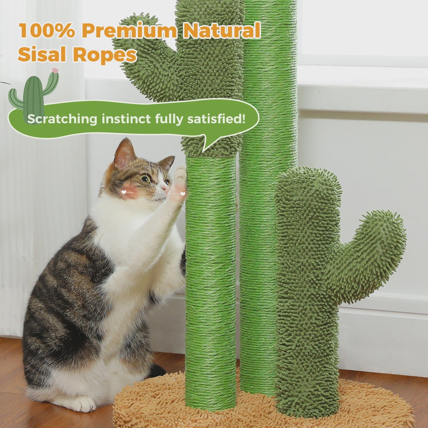 Cactus Krabpaal XL voor Katten - 3 Sisal Palen & Speelbal