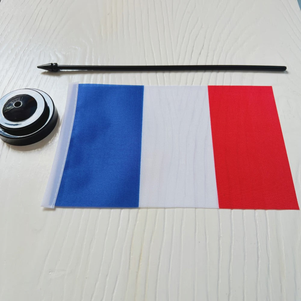 Franse Vlag Bureau - 14x21cm Tafelvlag met Standaard voor Decoratie