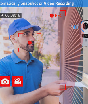 Draadloos Wifi Videodeurbel Systeem met 7" Touchscreen & 1080P Camera