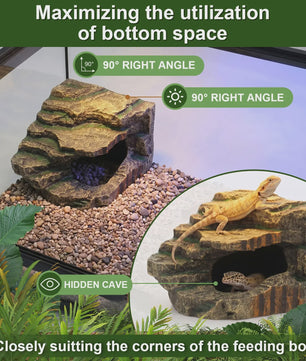 Decoratieve Reptielen Grot & Basking Platform - Hars Ornament voor Aquarium en Terrarium