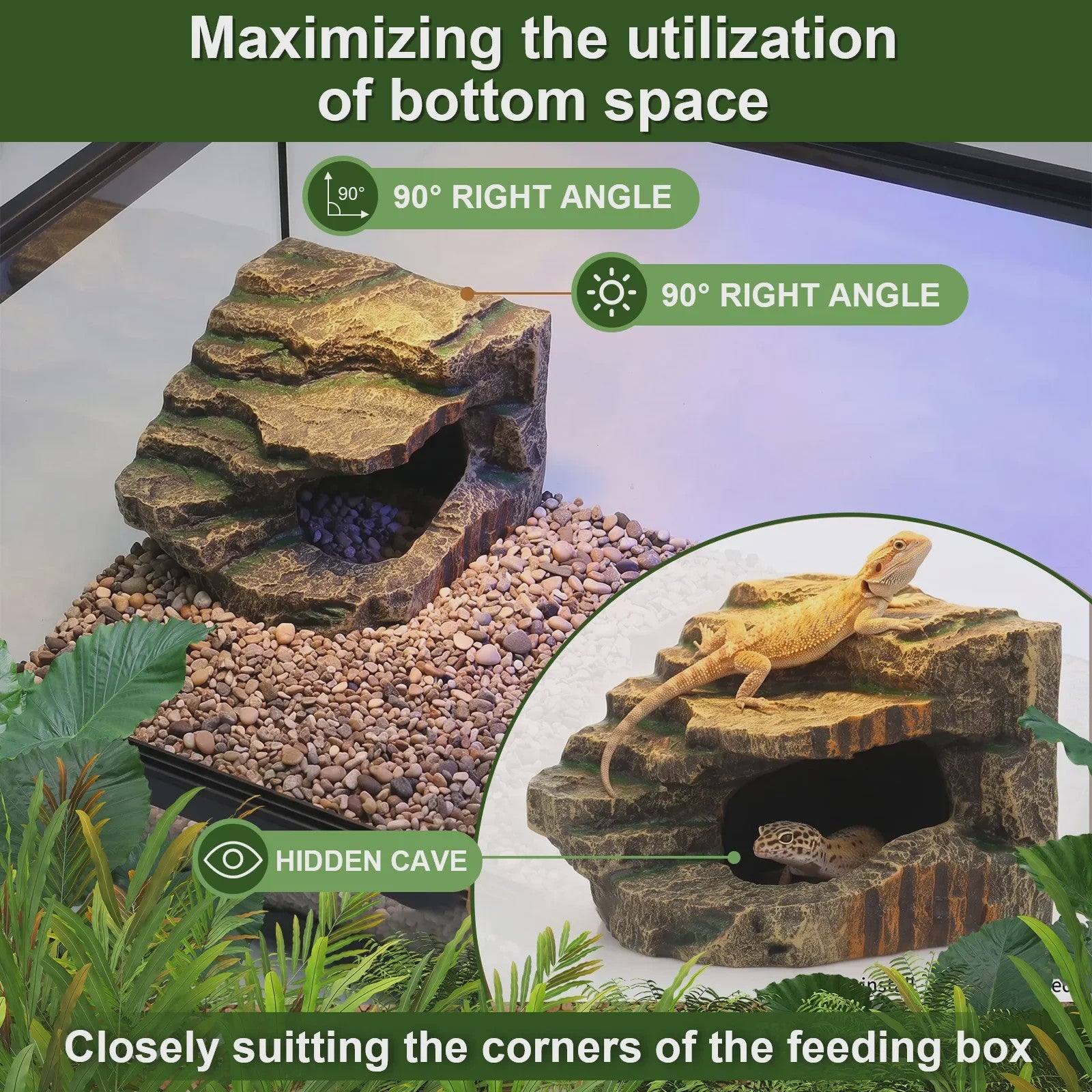Decoratieve Reptielen Grot & Basking Platform - Hars Ornament voor Aquarium en Terrarium