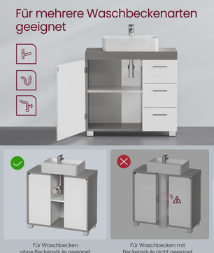 Onderbouw Wastafelkast met Lades en Poten - 70x30x64 cm