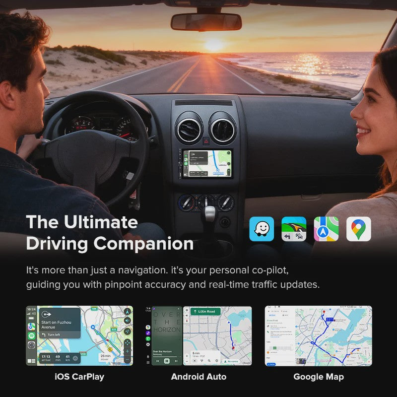 AINAVI K60 7-Inch Universele Autoradio met Draadloze CarPlay & Android Auto, Bluetooth, USB-C