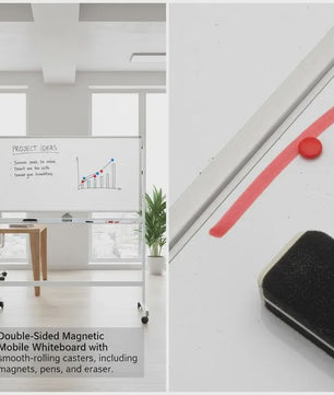 Dubbelzijdig Mobiel Whiteboard 120x60cm met Magneten, Pennen en Gum