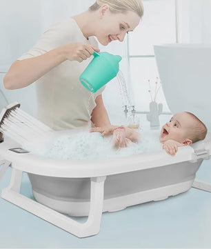 Opvouwbaar Babybadje met Thermometer & Badmat - 0-36 Maanden