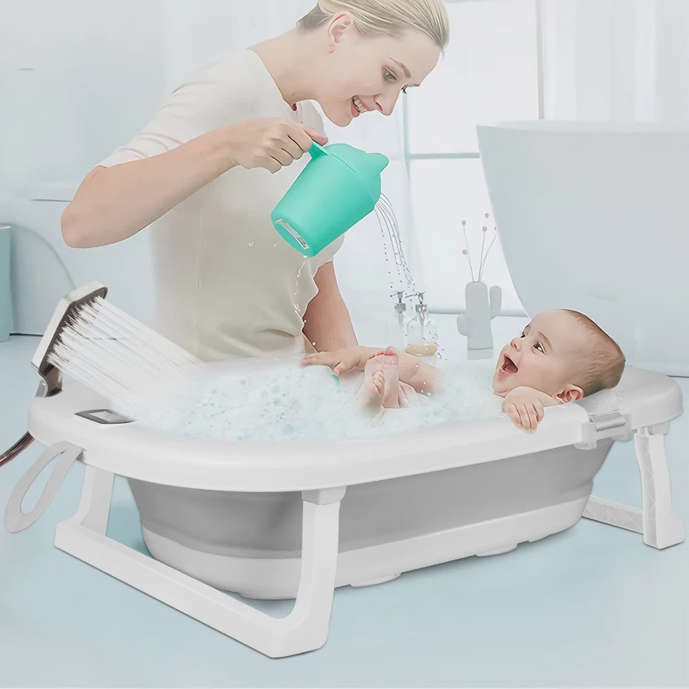 Opvouwbaar Babybadje met Thermometer & Badmat - 0-36 Maanden