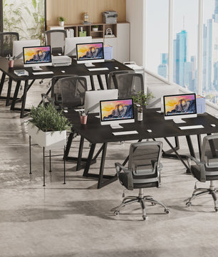 Tribesigns 180cm Executive Bureau - Modern Zwart Bureau met Metalen Frame