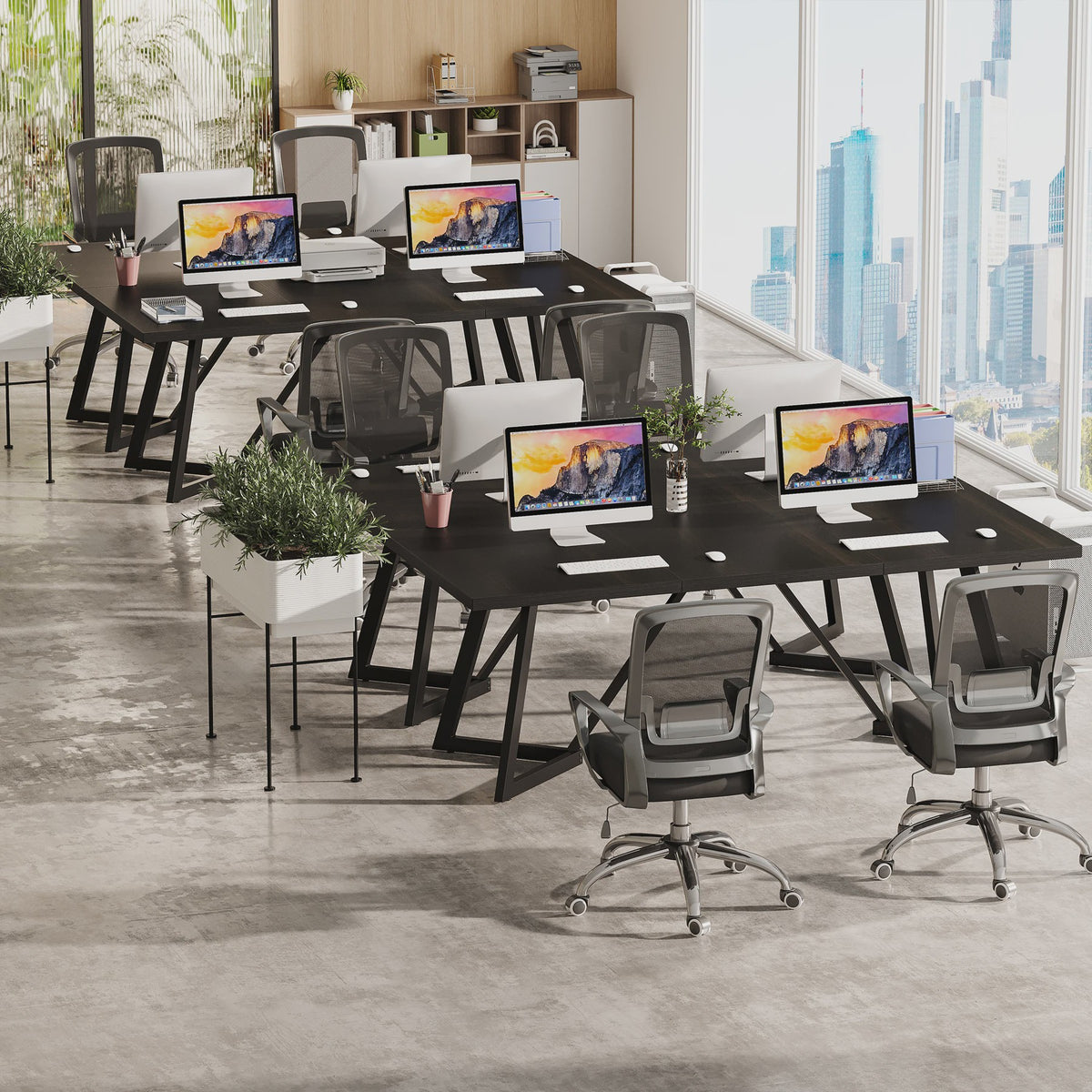 Tribesigns 180cm Executive Bureau - Modern Zwart Bureau met Metalen Frame