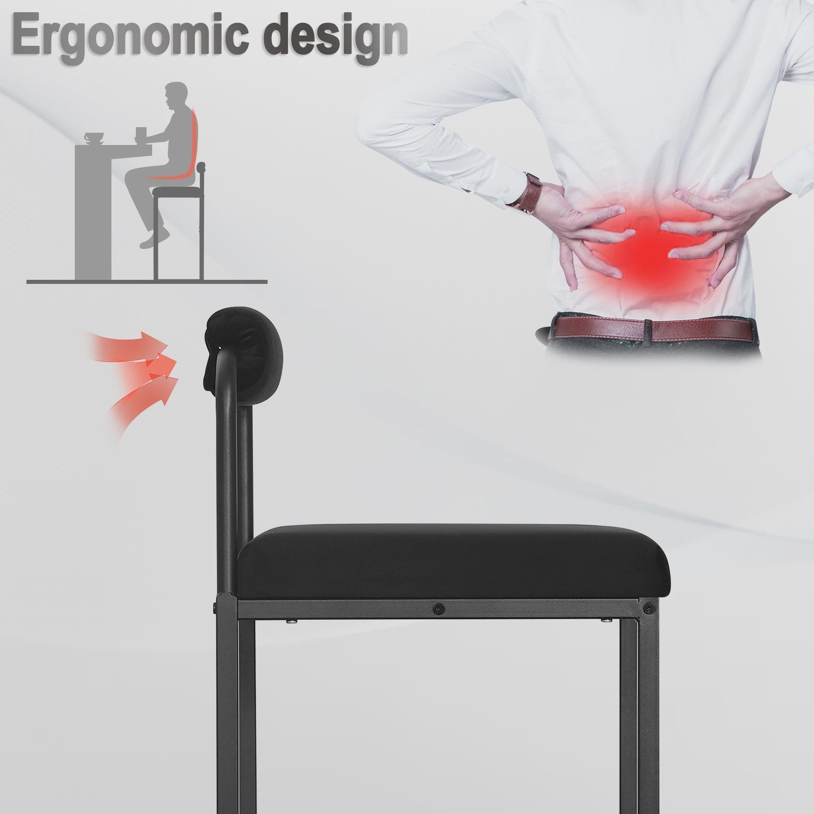 Set van 2 Moderne Keuken Barkrukken met Rugleuning en Voetensteun - Ergonomisch Design