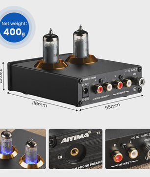 AIYIMA T3 HiFi Vacuum Tube Phono Preamplifier voor Platenspeler