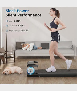 Superun 2-in-1 Loopband met 2.2PK Motor: Compacte Onder Desk Treadmill voor Thuis