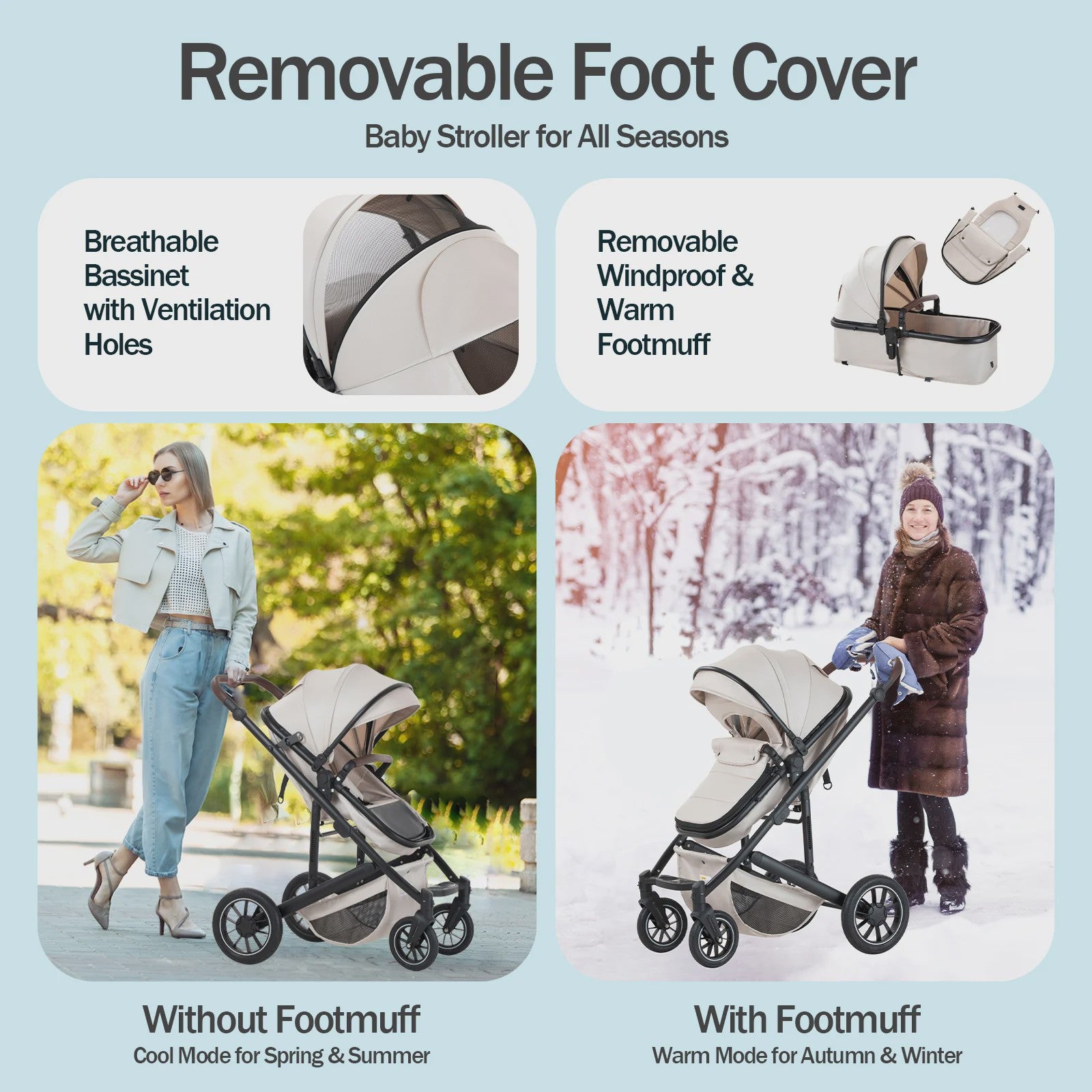 Luxe 3-in-1 Baby Kinderwagen: Hoge Landingsbaan Aluminium Frame, Inklapbaar, Reiswieg & Autostoel