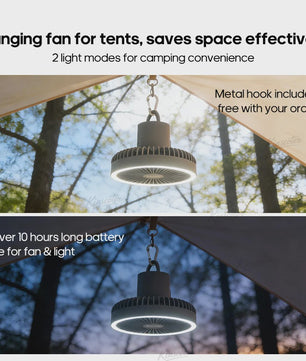 Draagbare Camping Ventilator met 10000mAh Batterij, LED Verlichting & Powerbank Functie