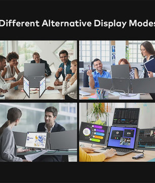 16-Inch Draagbare Triple Screen Monitor - FHD Uitbreiding voor Laptops met Eén Kabel
