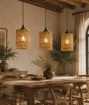 Hanglamp Gevlochten Hennep Touw met E27 Fitting - 1.2m Verstelbaar - Sfeervolle Decoratie