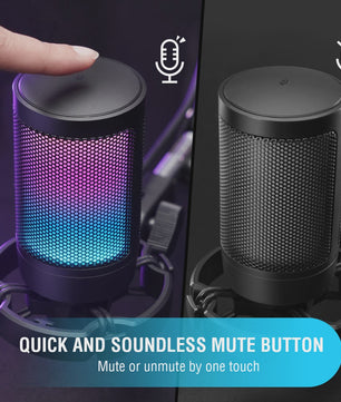 FIFINE A6V USB Microfoon voor Gaming & Streaming met RGB, Popfilter en Shock Mount