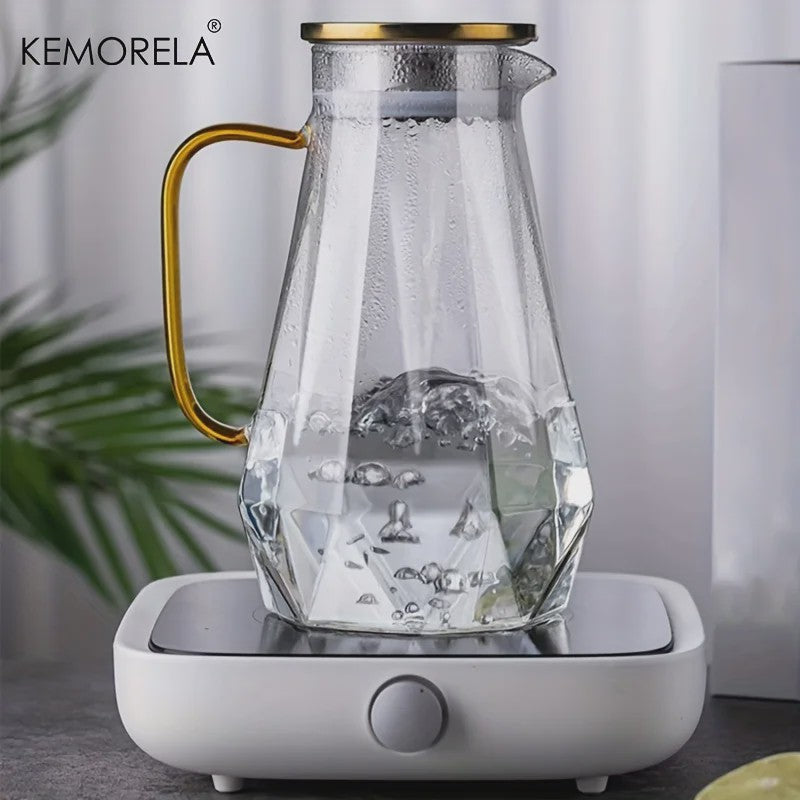 Luxe Glazen Waterkan met Diamantstructuur - Perfect voor Koude en Warme Dranken