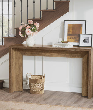 Tribesigns 140cm Farmhouse Console Tafel met Opbergruimte - Rustiek Bruin Hout