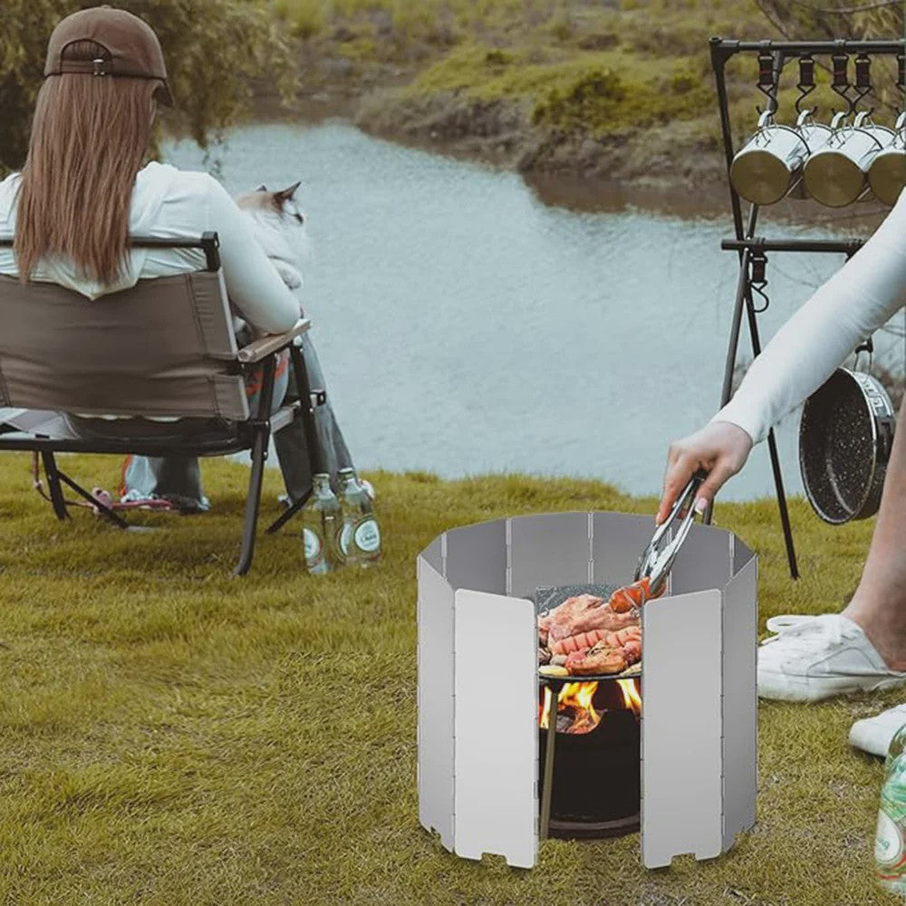 Opvouwbaar Windscherm voor Camping Gasfornuis - Lichtgewicht & Verstelbaar