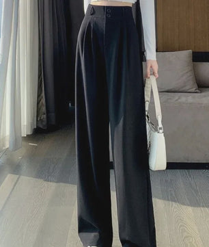 Elegante Wide Leg Pantalon Dames - Hoge Taille Zwart