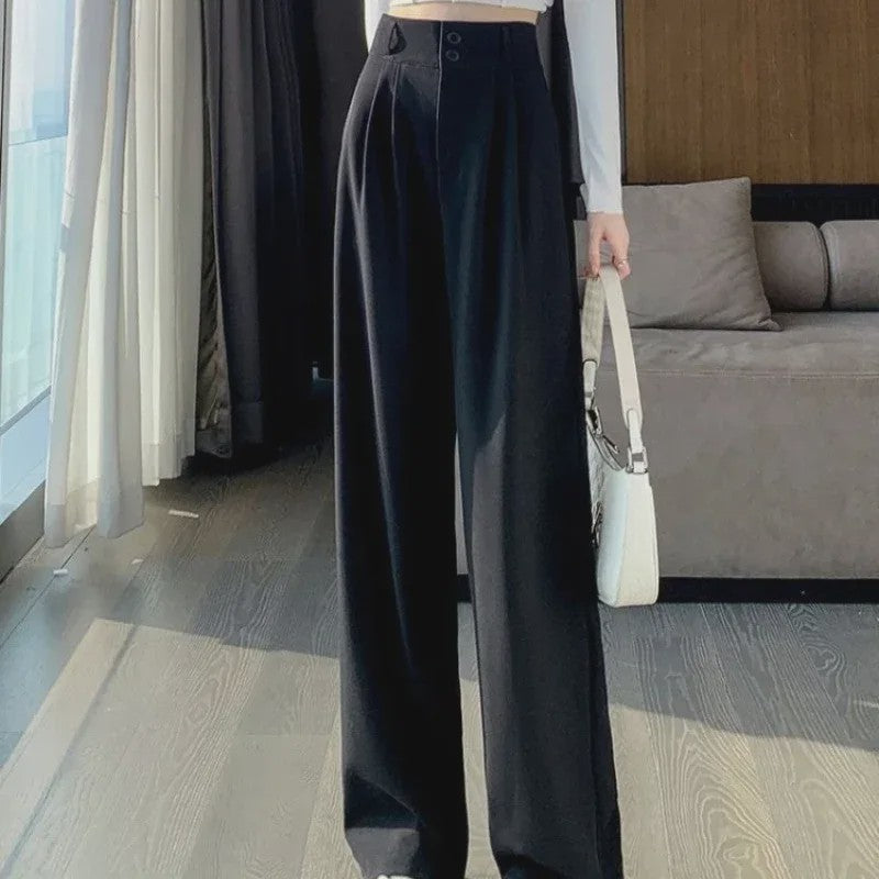 Elegante Wide Leg Pantalon Dames - Hoge Taille Zwart