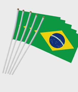 Mini Brazilië Handvlaggen aan Stok - Feest, Parade & Evenement Decoratie