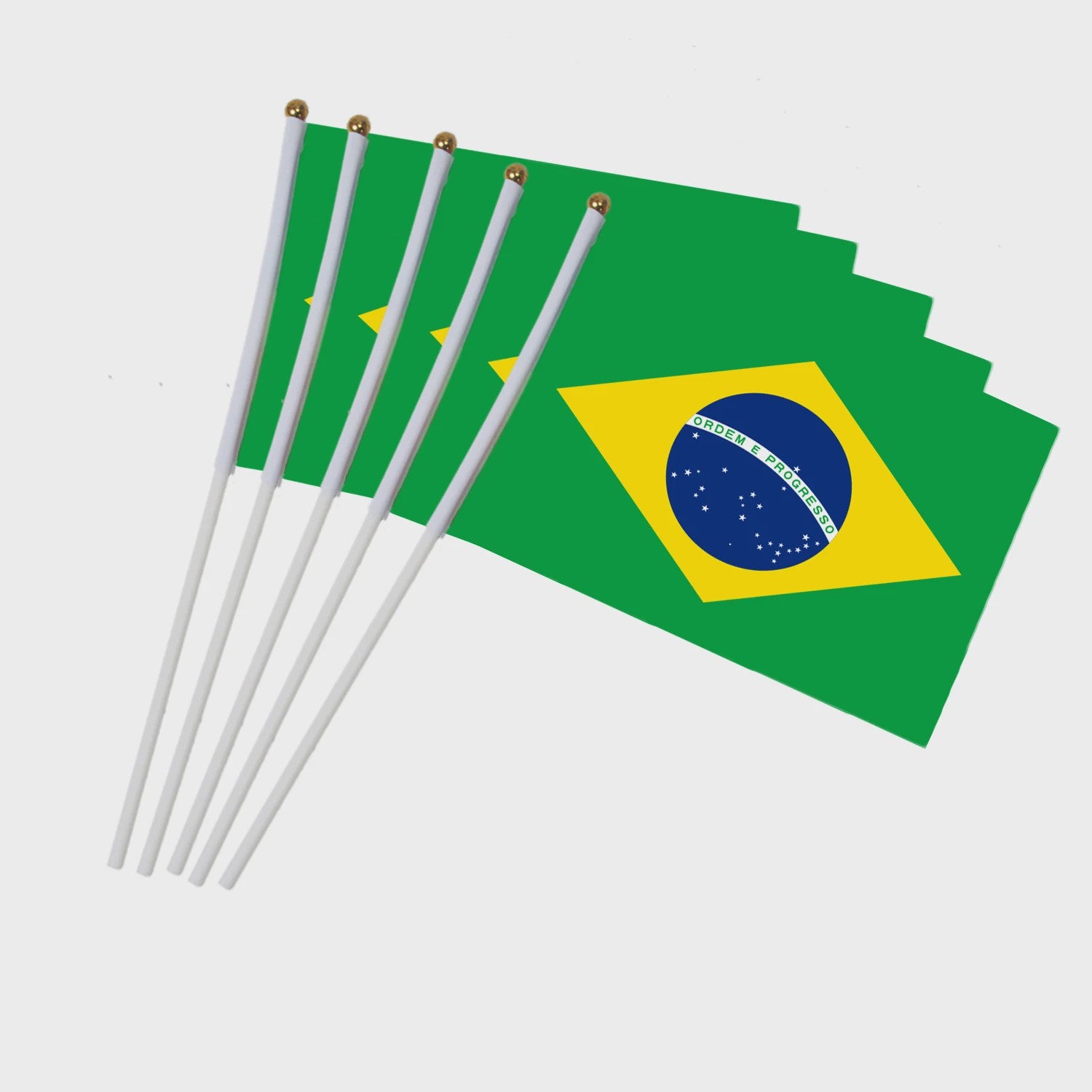 Mini Brazilië Handvlaggen aan Stok - Feest, Parade & Evenement Decoratie