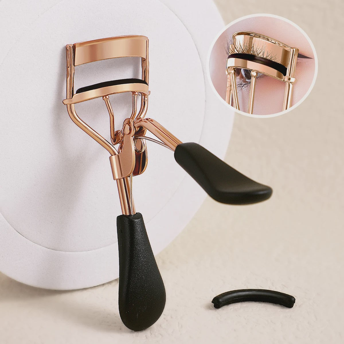 Draagbare Wimpertang met 15 Siliconen Pads - Roestvrij Staal Krultang voor Wimperextensions