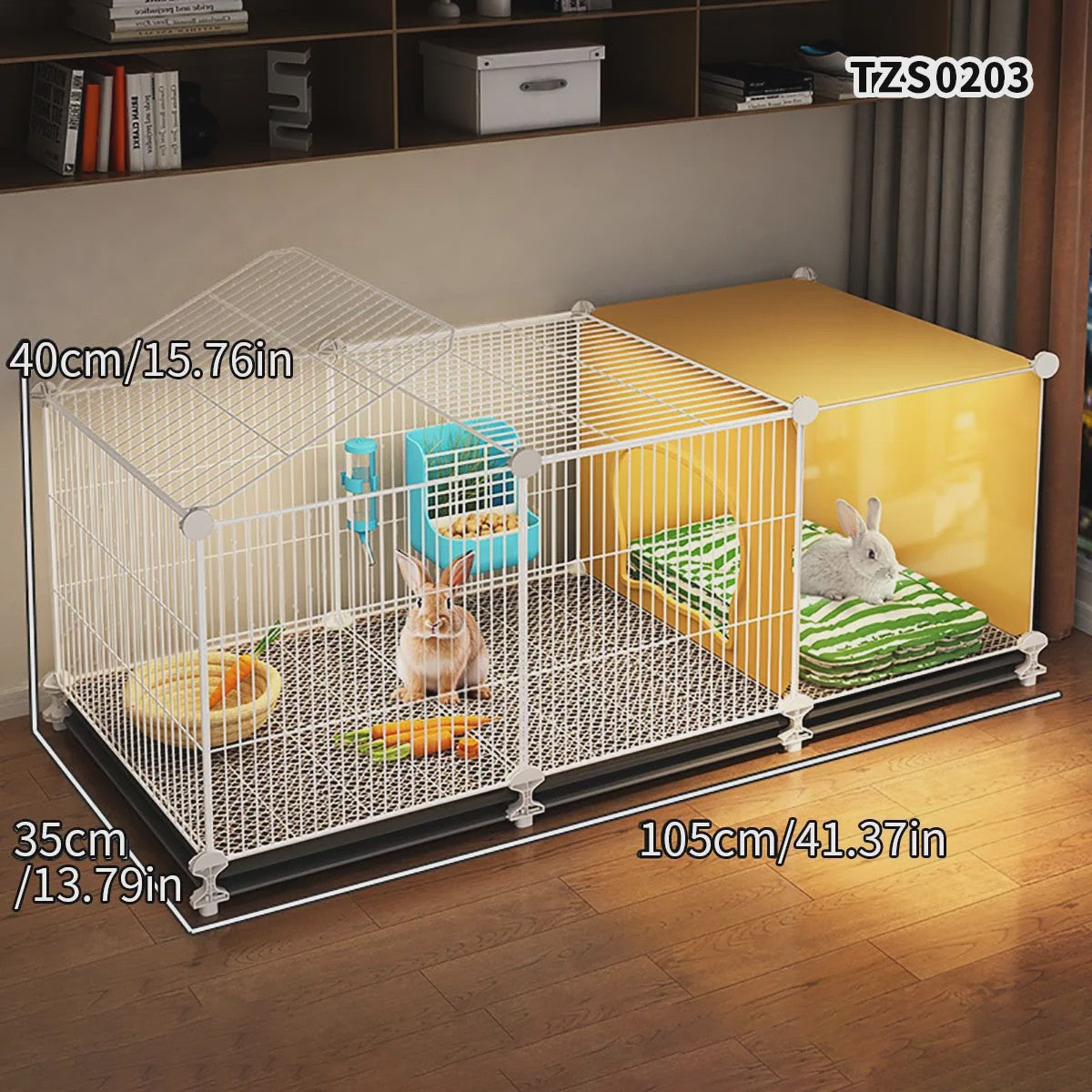 Ruime Kooi voor Konijnen & Cavia's - Multifunctioneel met Schoonmaakbasis & Verstophoek