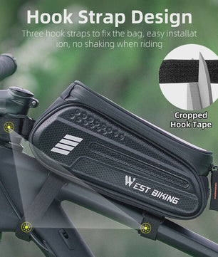 WEST BIKING Fietsstuurtas 7 inch Waterdicht Frame Tas met Touchscreen & 1.5L Capaciteit