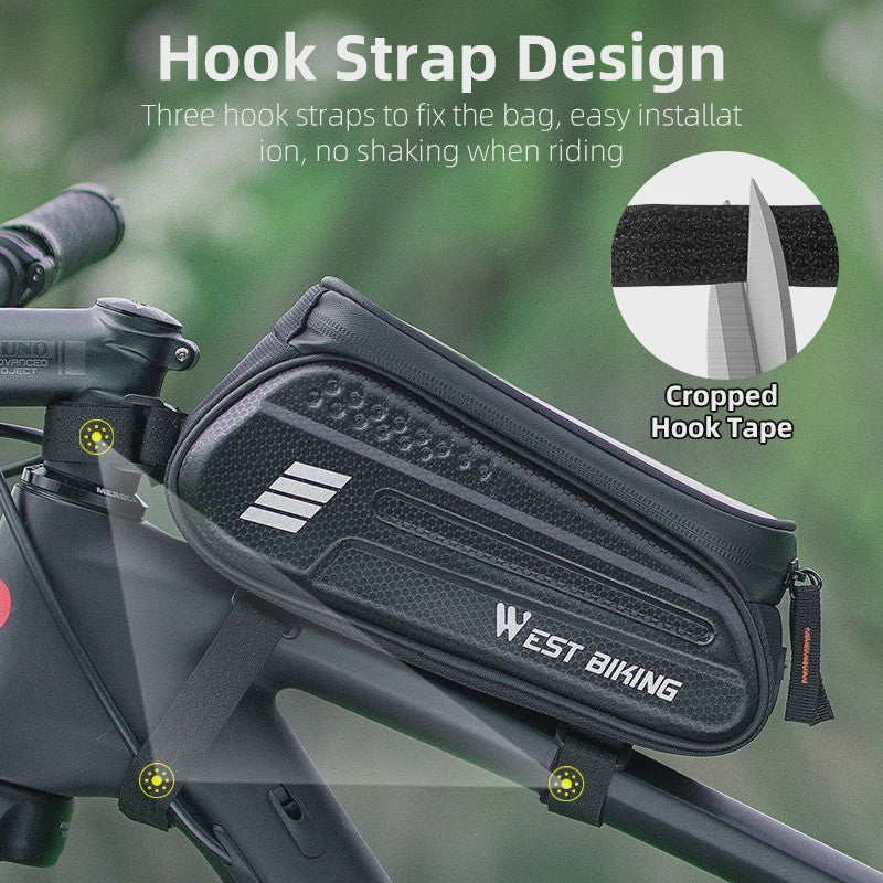 WEST BIKING Fietsstuurtas 7 inch Waterdicht Frame Tas met Touchscreen & 1.5L Capaciteit