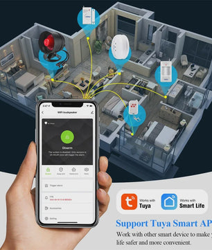 KERUI WIFI Alarmsysteem met Sirene: Slimme Beveiliging voor Thuis, Compatibel met Tuya & Alexa