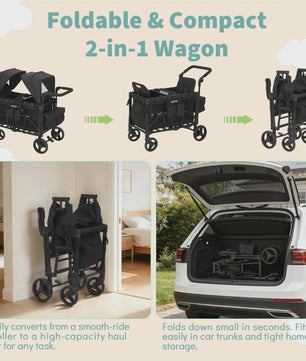 Dubbele Kinderwagen Wagentje 2-in-1 Opvouwbaar met Zonnekap & Snacktray - All-Terrain