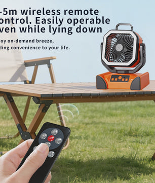 Oplaadbare Camping Ventilator met LED Licht & Afstandsbediening - 100 Uur Runtime