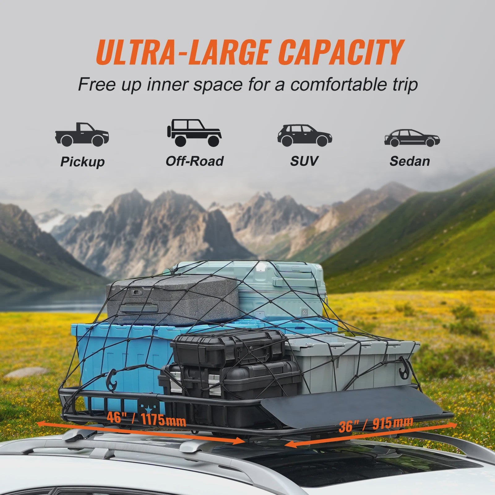 Robuuste Dakdrager Bagagemand 46"/51" - Extra Laadruimte voor SUV & Truck