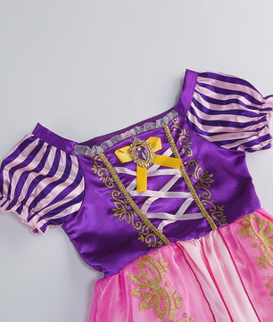 Prinsessenjurk Rapunzel voor Meisjes - Paars met Pofmouwen | Verkleedjurk & Feestjurk