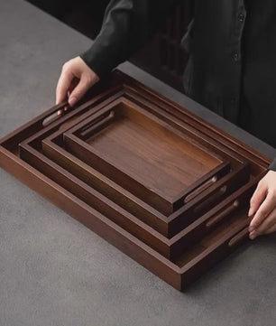 Luxe Houten Serveerplank met Handvat - Bamboe & Walnoot Kleur