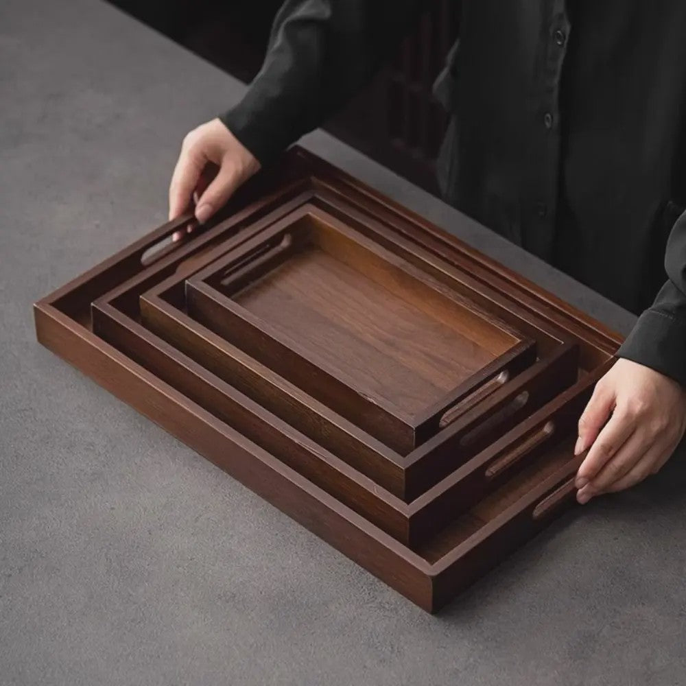Luxe Houten Serveerplank met Handvat - Bamboe & Walnoot Kleur